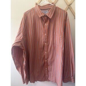 Croft And Borrow Men’s XXL Easy Care Shirt Orange And Blue Stripes Church Easter